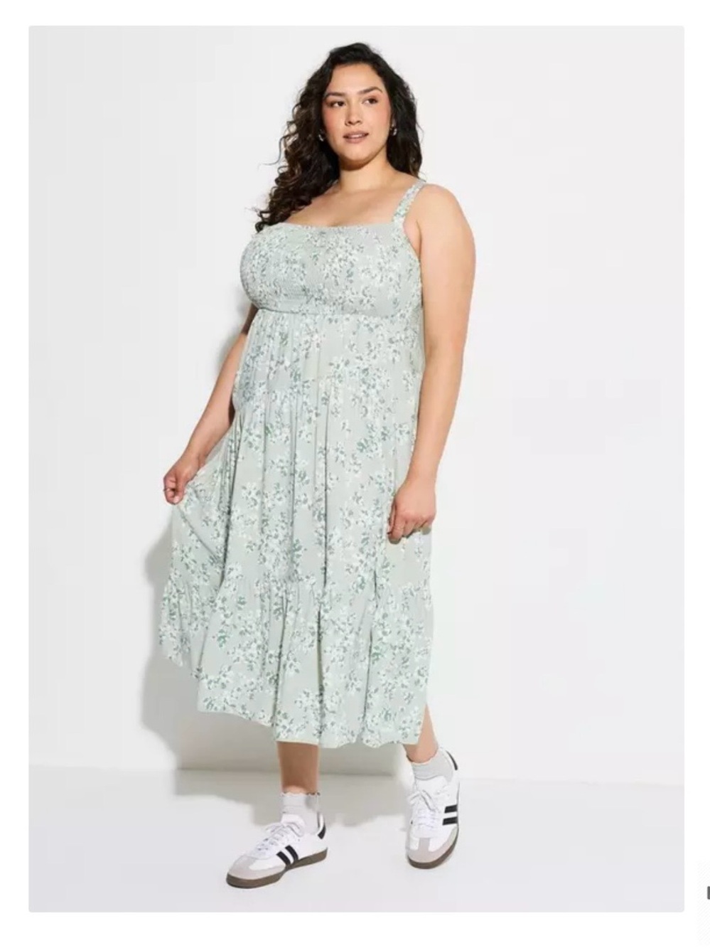 Torrid LoveSick Smocked dress in Sage (A)